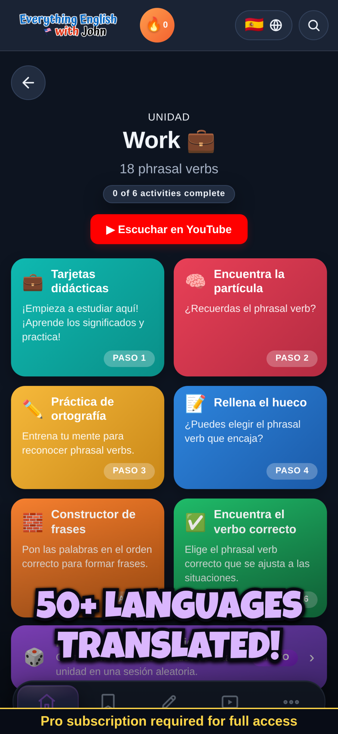 App and flashcards translated into more than 50 languages